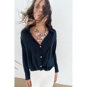 Zara Knotted Satin Effect Blouse - S